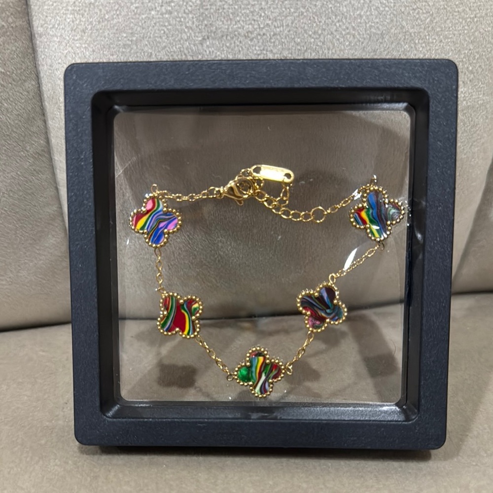 Colorful Butterfly Gold Bracelet